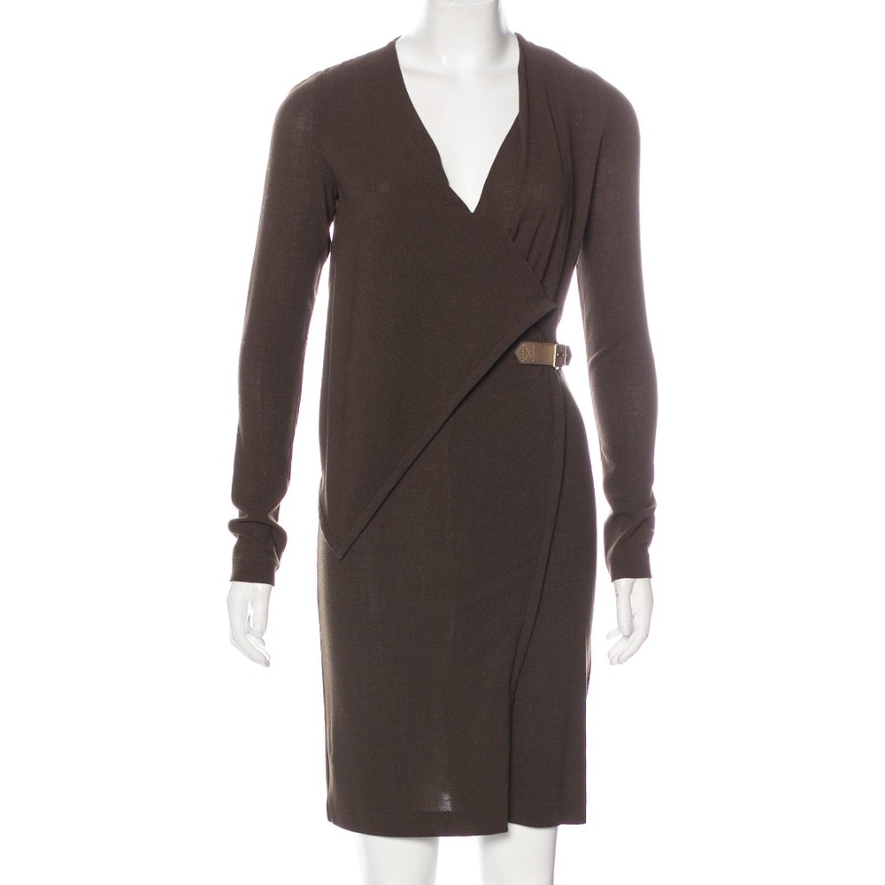 Givenchy Brown Belted Asymetric cocktail dress SzM